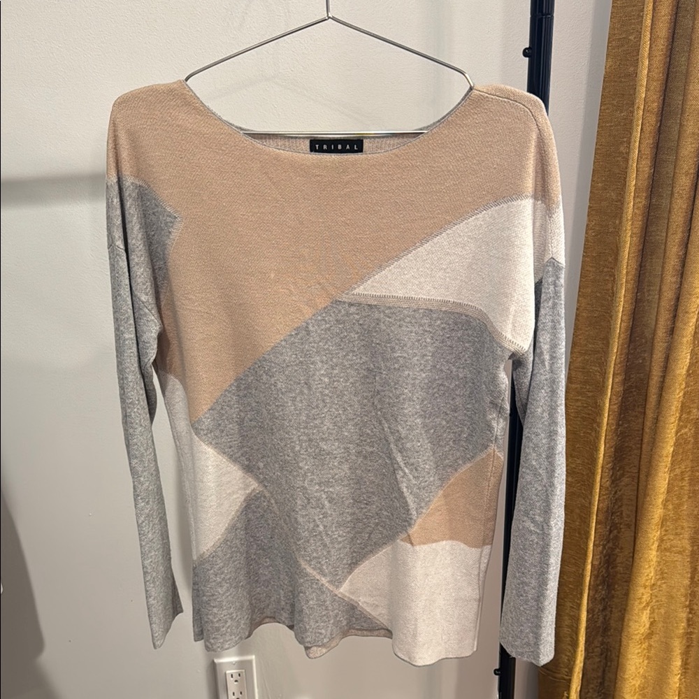 Tribal Beige Knit Sweater